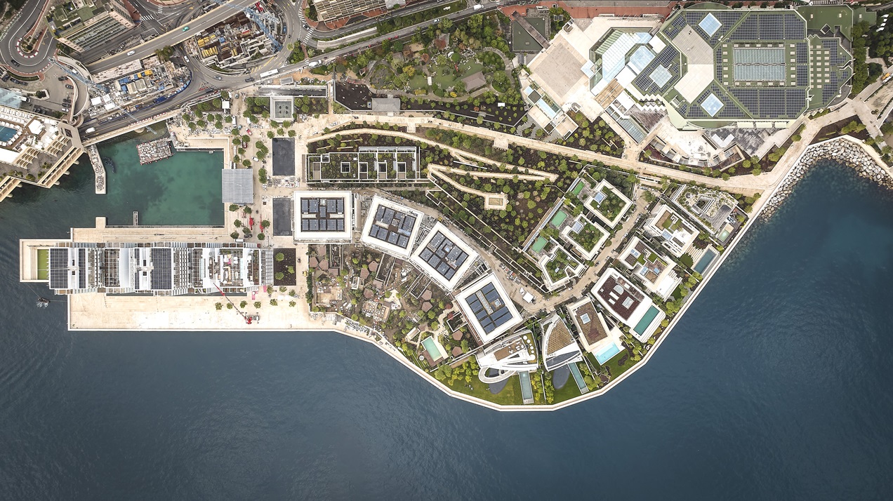 Aerial top-down view of Mareterra, delivered December 2024
